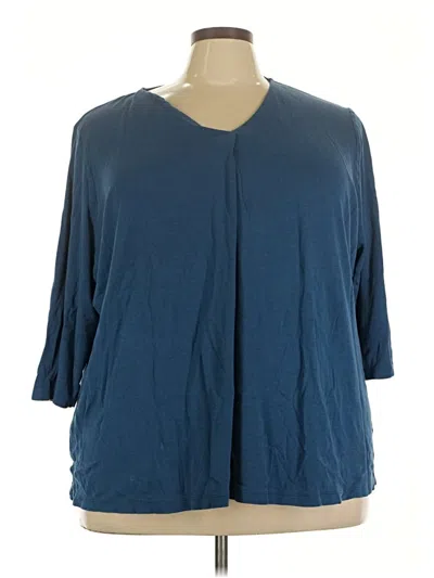 Pre-owned Lands' End 3/4 Sleeve T-shirt In Blue