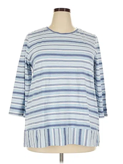 Pre-owned Lands' End 3/4 Sleeve T-shirt In Blue