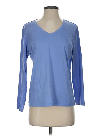Pre-owned Lands' End 3/4 Sleeve T-shirt In Blue