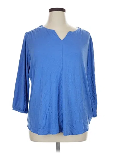 Pre-owned Lands' End 3/4 Sleeve T-shirt In Blue