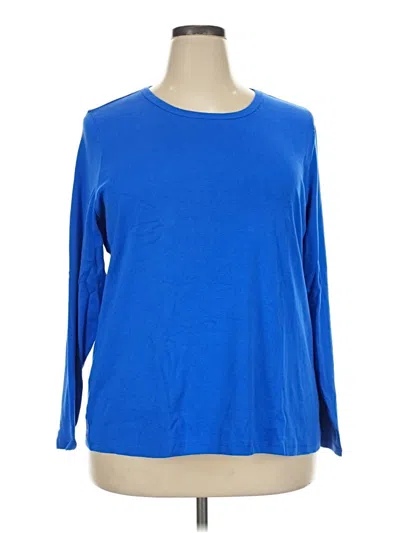 Pre-owned Lands' End 3/4 Sleeve T-shirt In Blue