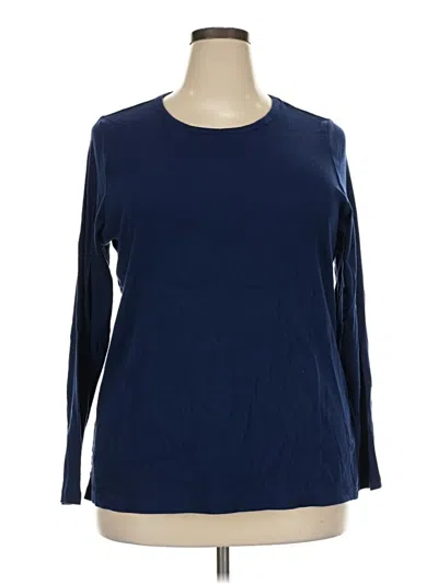 Pre-owned Lands' End 3/4 Sleeve T-shirt In Blue