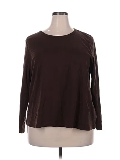Pre-owned Lands' End 3/4 Sleeve T-shirt In Brown
