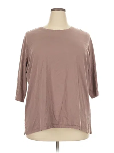 Pre-owned Lands' End 3/4 Sleeve T-shirt In Brown