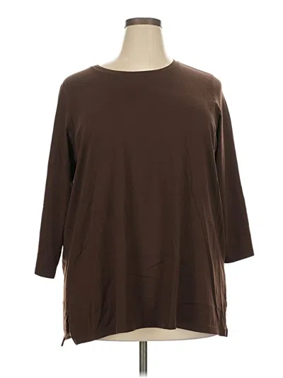 Pre-owned Lands' End 3/4 Sleeve T-shirt In Brown