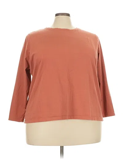Pre-owned Lands' End 3/4 Sleeve T-shirt In Brown
