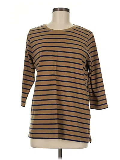 Pre-owned Lands' End 3/4 Sleeve T-shirt In Brown