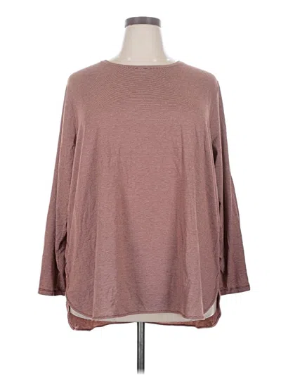 Pre-owned Lands' End 3/4 Sleeve T-shirt In Brown
