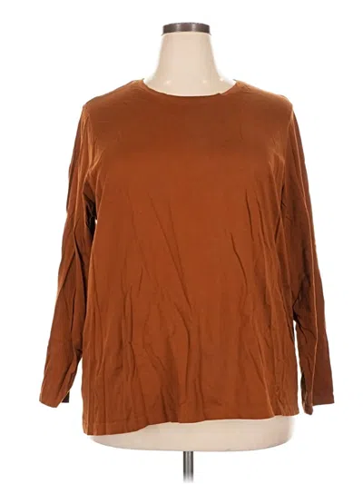 Pre-owned Lands' End 3/4 Sleeve T-shirt In Brown