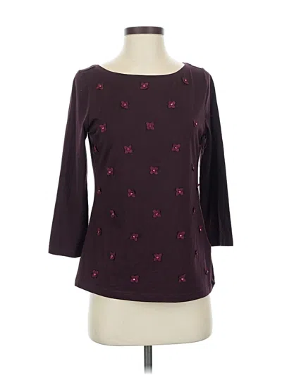 Pre-owned Lands' End 3/4 Sleeve T-shirt In Burgundy
