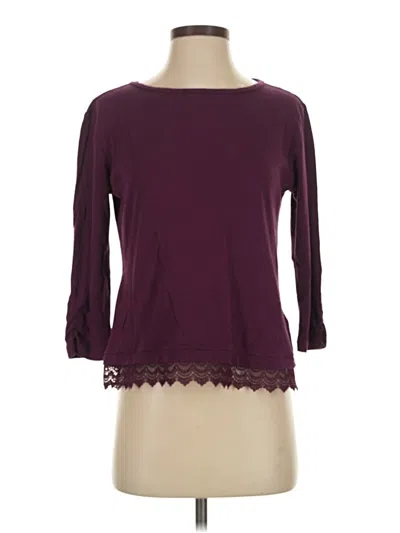 Pre-owned Lands' End 3/4 Sleeve T-shirt In Burgundy
