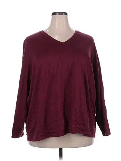 Pre-owned Lands' End 3/4 Sleeve T-shirt In Burgundy