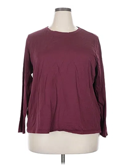 Pre-owned Lands' End 3/4 Sleeve T-shirt In Burgundy