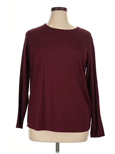 Pre-owned Lands' End 3/4 Sleeve T-shirt In Burgundy