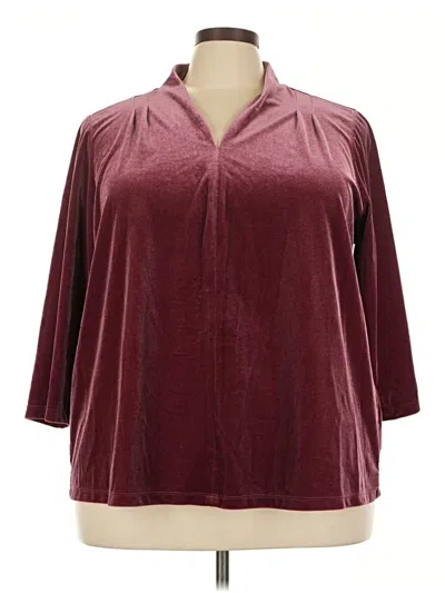 Pre-owned Lands' End 3/4 Sleeve T-shirt In Burgundy