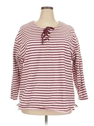 Pre-owned Lands' End 3/4 Sleeve T-shirt In Burgundy