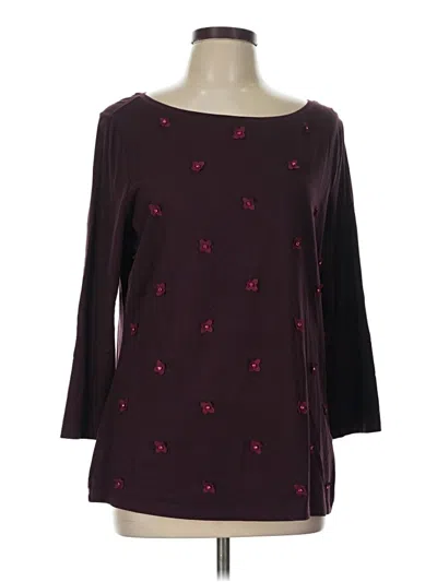 Pre-owned Lands' End 3/4 Sleeve T-shirt In Burgundy