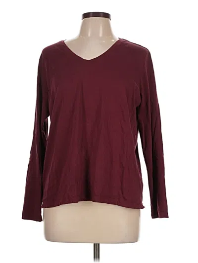 Pre-owned Lands' End 3/4 Sleeve T-shirt In Burgundy