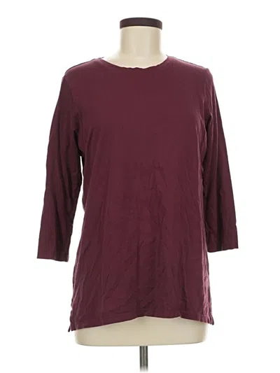 Pre-owned Lands' End 3/4 Sleeve T-shirt In Burgundy