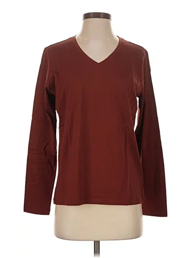 Pre-owned Lands' End 3/4 Sleeve T-shirt In Burgundy