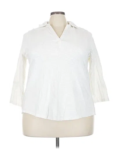 Pre-owned Lands' End 3/4 Sleeve T-shirt In Ivory
