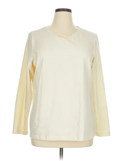 Pre-owned Lands' End 3/4 Sleeve T-shirt In Ivory
