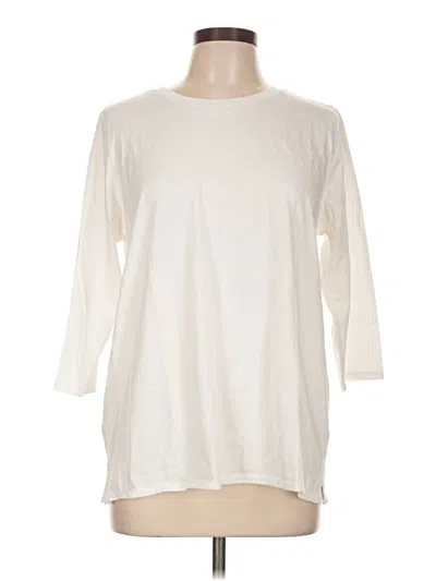 Pre-owned Lands' End 3/4 Sleeve T-shirt In Ivory