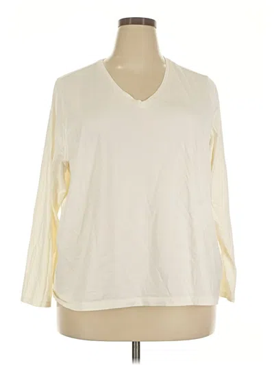 Pre-owned Lands' End 3/4 Sleeve T-shirt In Ivory