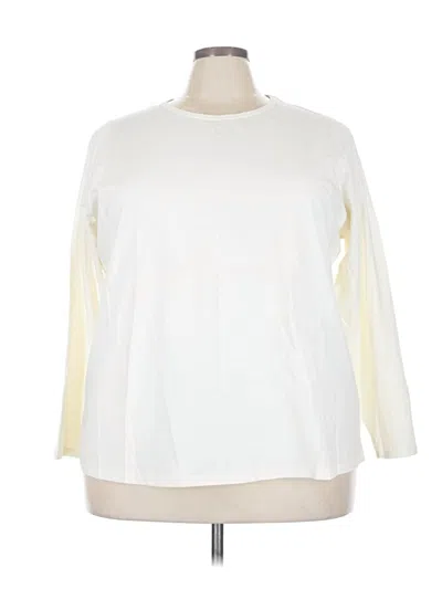 Pre-owned Lands' End 3/4 Sleeve T-shirt In Ivory