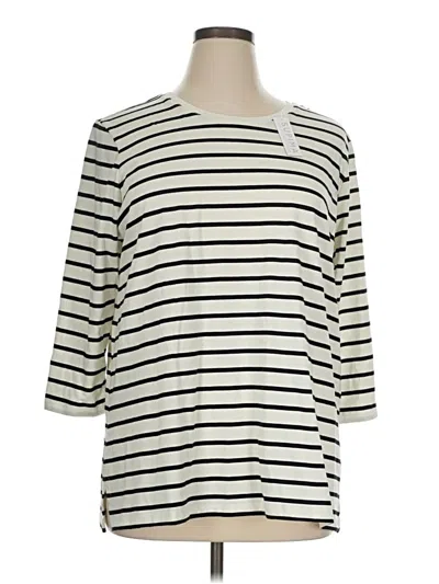 Pre-owned Lands' End 3/4 Sleeve T-shirt In Ivory