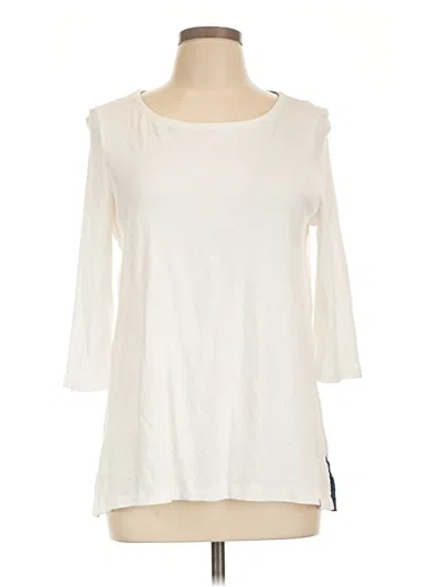 Pre-owned Lands' End 3/4 Sleeve T-shirt In Ivory