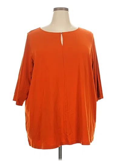Pre-owned Lands' End 3/4 Sleeve T-shirt In Orange