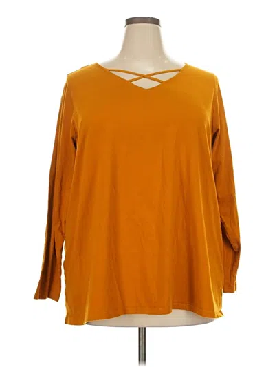 Pre-owned Lands' End 3/4 Sleeve T-shirt In Orange