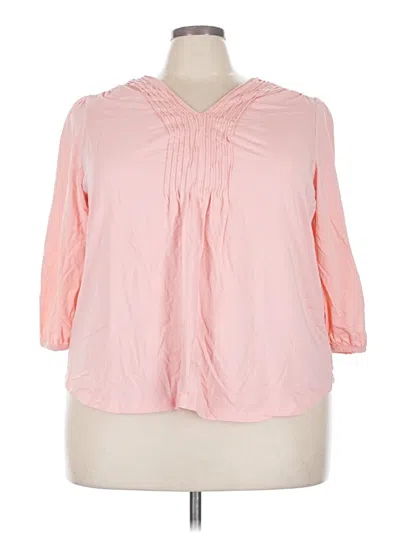 Pre-owned Lands' End 3/4 Sleeve T-shirt In Pink