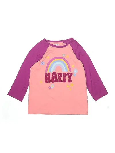Pre-owned Lands' End Kids'  3/4 Sleeve T-shirt In Pink