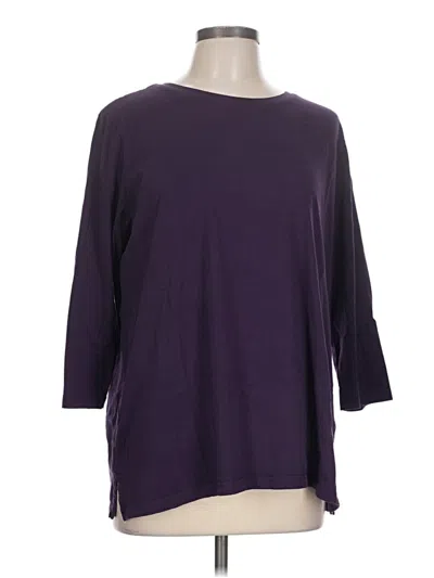 Pre-owned Lands' End 3/4 Sleeve T-shirt In Purple
