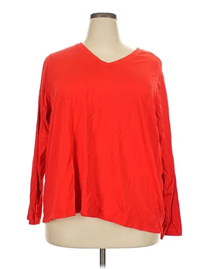 Pre-owned Lands' End 3/4 Sleeve T-shirt In Red