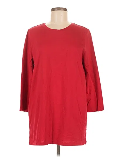 Pre-owned Lands' End 3/4 Sleeve T-shirt In Red