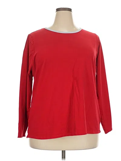 Pre-owned Lands' End 3/4 Sleeve T-shirt In Red