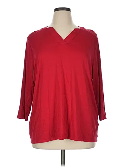 Pre-owned Lands' End 3/4 Sleeve T-shirt In Red
