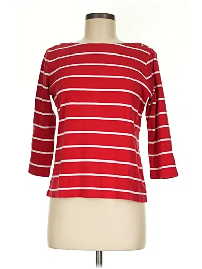 Pre-owned Lands' End 3/4 Sleeve T-shirt In Red