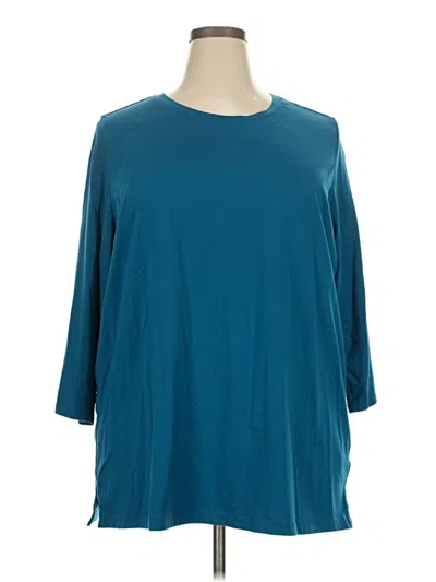 Pre-owned Lands' End 3/4 Sleeve T-shirt In Teal