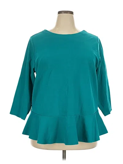 Pre-owned Lands' End 3/4 Sleeve T-shirt In Teal