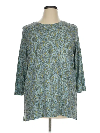 Pre-owned Lands' End 3/4 Sleeve T-shirt In Teal