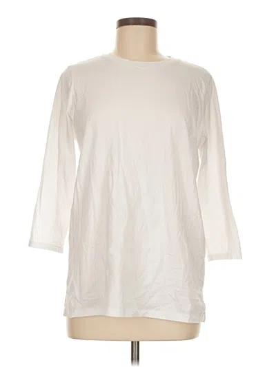 Pre-owned Lands' End 3/4 Sleeve T-shirt In White