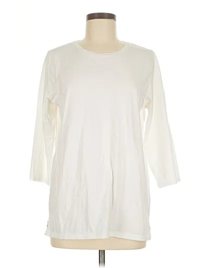 Pre-owned Lands' End 3/4 Sleeve T-shirt In White