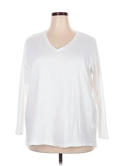 Pre-owned Lands' End 3/4 Sleeve T-shirt In White