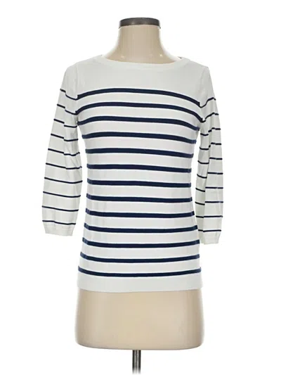 Pre-owned Lands' End 3/4 Sleeve T-shirt In White