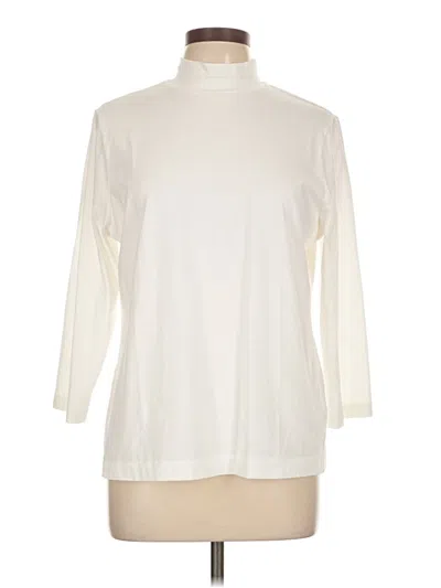 Pre-owned Lands' End 3/4 Sleeve Turtleneck In White
