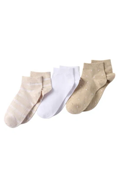 Lands' End 3-pack Cotton Stripe And Dot Quarter Socks In White